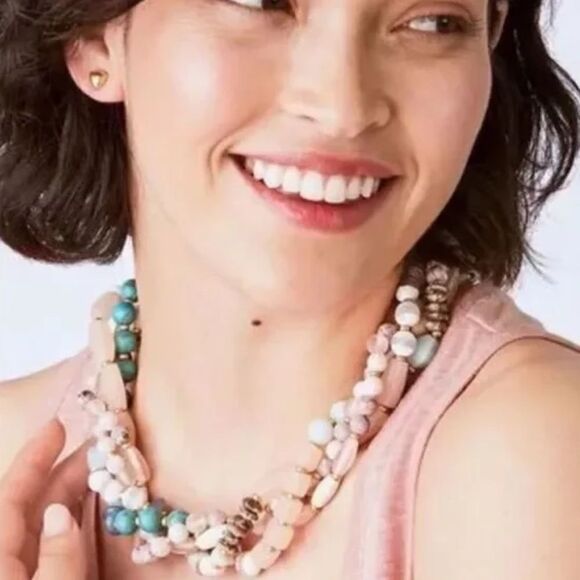 Stella & Dot Brix Statement Necklace Pastel Beads 9-in-1 Versatile - Picture 4 of 10